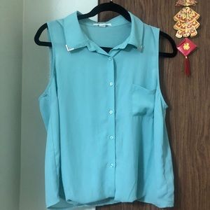 Forever 21 mint button up tank top